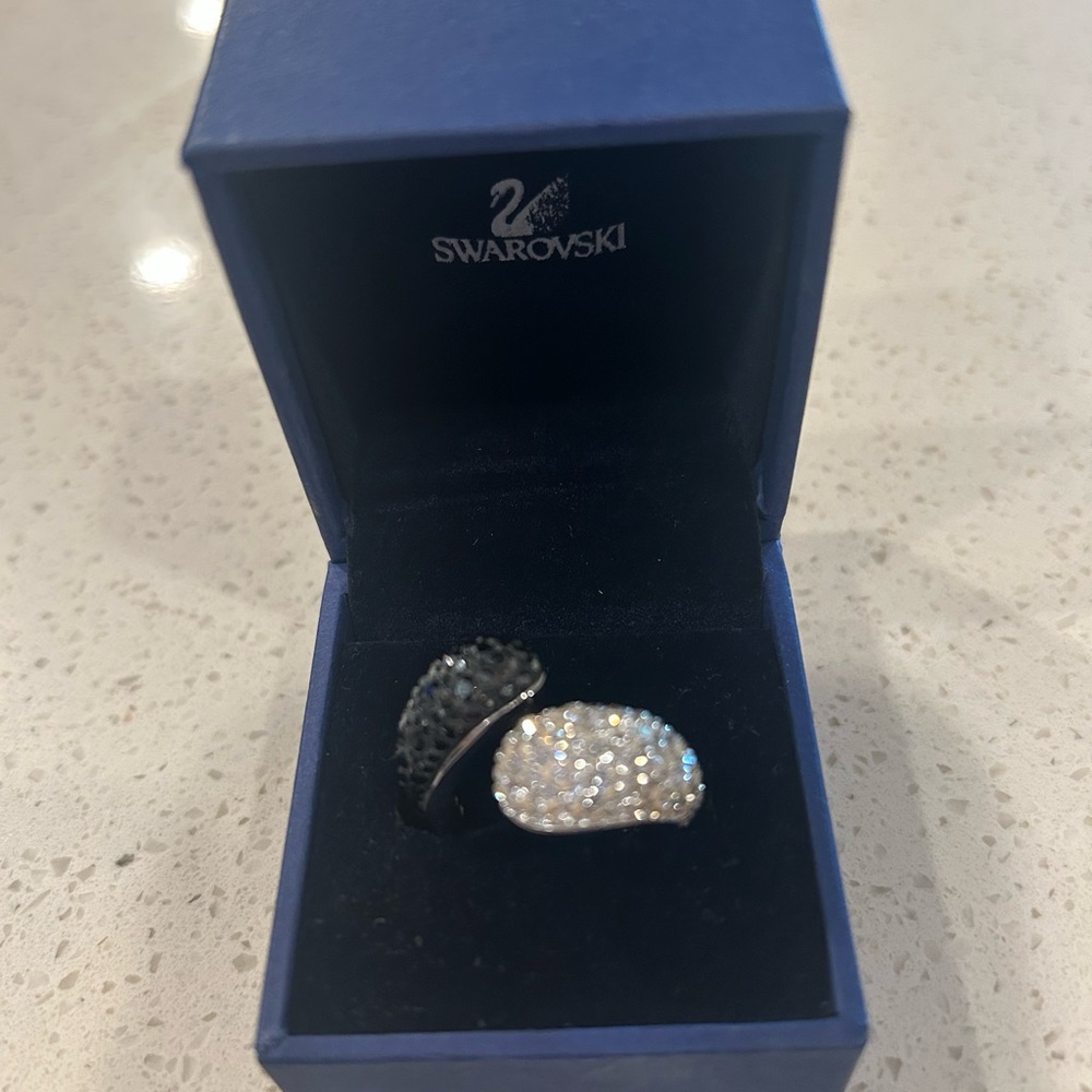 Swarovski Black and White Crystal Pavé Ring